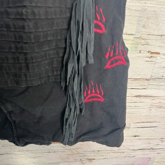 Vintage kazaaze black bear paw vest fringe size  large - Picture 3 of 10